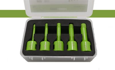 Pro-Diam Tegelborenset M14 – 5-delige Diamantboren Ø 6-8-10-12-14 mm – Droog Boren in Keramiek, Gres & Natuursteen – Voor Haakse Slijper