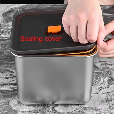 Roestvrijstalen Vierkante Vershouddoos met Deksel, Micro Vacuüm Koelkast, Luchtdichte Bewaring Kruidendoos, Verwarmde Lunchbox 12cm