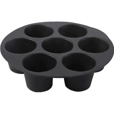 7 trous Airfryer Silicone Pot Muffin gâteau tasse moule plat de cuisson pour pâtisserie Air friteuse four à micro-ondes plateau de cuisson accessoire de cuisine Small noir