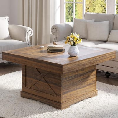 Vierkante Salontafel Rustiek Houten Look Rechthoekig Woonkamer