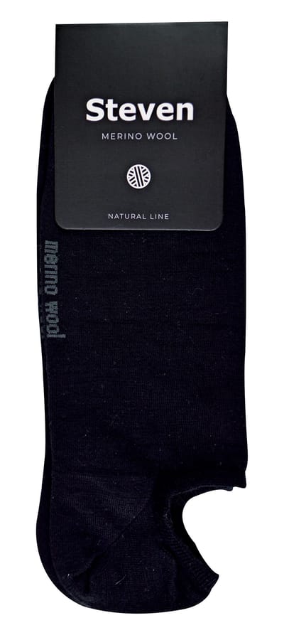 Steven - 1 Paar Heren Merino Wol Onzichtbare Sokken - Warme Footsies Sokken - Zwart
