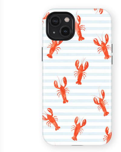 DripCase Hoesje geschikt voor iPhone 14 Plus | Happy Stripes Motief | Magnetisch Opladen | 2-in-1 Ontwerp | Vrolijke Backcover geschikt voor iPhone 14 Plus Lobster Lanes