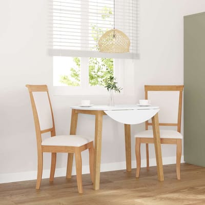 vidaXL - Eetkamerstoelen - met - kussens - 2 - st - massief - hout - naturel - rubber