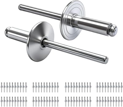 Blindklinknagels Aluminium - Popnagels Grote Kop - Metaal Bevestigen - Brede Flens - 48 x 16 mm - Zilver