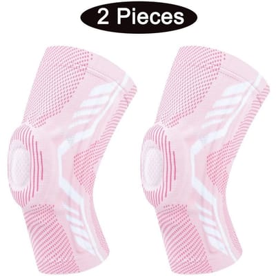 2 STuks Siliconen Gewatteerde Basketbal Kniebeschermers Patella Brace Kniebeschermer voor Gewrichtsondersteuning Fitness Beschermer Compressiekous Hoge Kwaliteit Praktisch Dagelijks Gebruik XL