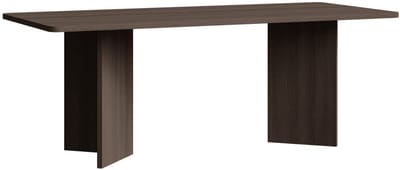 Selsey Qubeo – Eettafel 204×90 cm, rechthoekig met afgeronde hoeken en paneelpoten, houtlook essen bruin