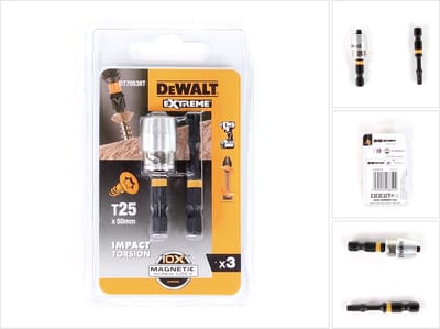 DeWALT DT70538T Extreme Impact Torsion Schroefbits T25 50mm 2 Stuks + MagLock Bithouder