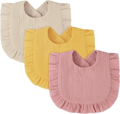 Baby slabbetje en kwijlslabbetje set - effen katoenen gaas slabbetjes - bijtslabbetjes met drukknoopsluiting - zeer absorberend - geschikt voor pasgeborenen, peuters, jongens en meisjes bij het doorkomen van tandjes en kwijlen.