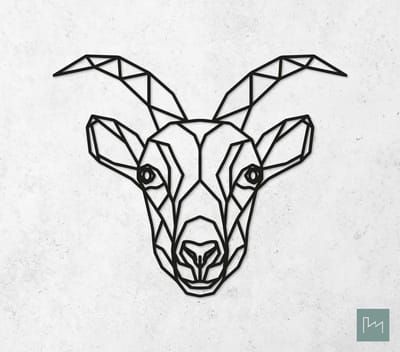 Laserfabrique Wanddecoratie - Geometrische Geit - Medium - Zwart - Geometrische dieren en vormen - Houten dieren - Muurdecoratie - Line art - Wall art