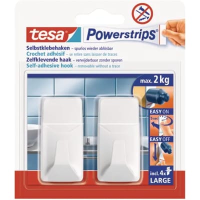 Tesa Powerstrips Zelfklevende Haak Wit 2kg - 2 Stuks