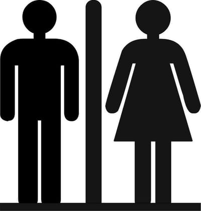 Toiletbordje dames & heren - 133,5 x 140mm  - zwart plexiglas - incl. dubbelzijdig 3M tape