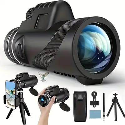 carmdering - Telescoop - Smartphone Telescoop - Reistelescoop - 12x vergroting, 40mm objectief, smartphone houder, statief, 450g - Voor vogelspotten & reizen - Compact 13 cm, aluminium