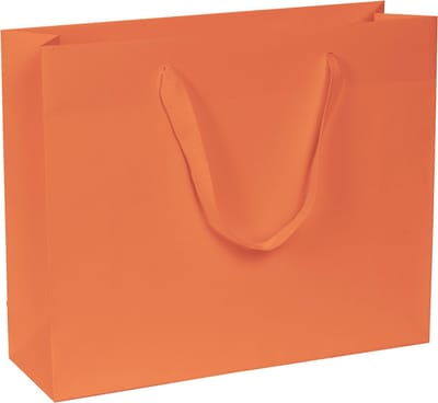 Papieren Tassen Oranje - 24+8x20 cm - A5 liggend - Luxe lintjes - Koraal Oranje Roze - Luxe Cadeautasjes - 20 Stuks