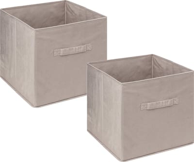 5Five Opbergmand/kastmandje - 4x stuks - Beige - 31 x 31 x 31 cm - 29 liter - Vakkenkast manden - Stof met versterkte bodem - Opvouwbaar