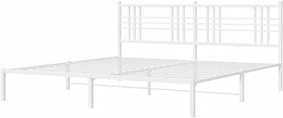 Metalen Bedframe - Ledikant Hoofdbord - Slaapkamer Meubel - Robuuste Constructie - 183x213 cm - Wit