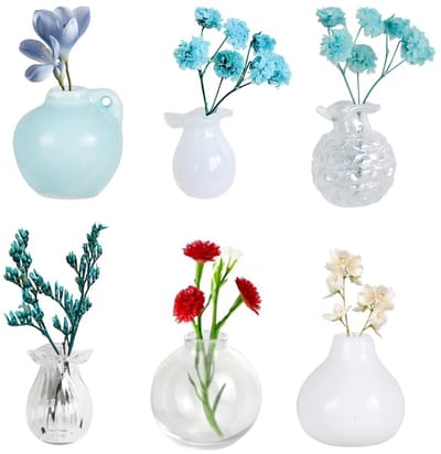 NTH products- Koelkastmagneet 5/6 Stuks - 3D Keramische Magneten - Mini Bloempot Decoratie - Sterke Hechting - Elegant en Stevig Design