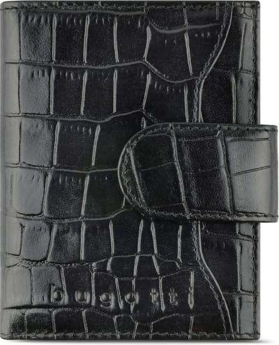 Bugatti Secure Smart Kredietkaart etui RFID-bescherming Leer 8 cm - 8 Sleuven - schwarz