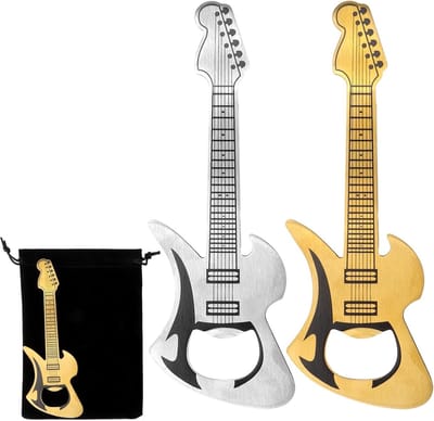 Vintage Flessenopener in de Vorm van een Elektrische Gitaar, 2 Stuks, Creatief Cadeau voor Muziekliefhebbers, Perfect voor Verjaardagen en Feestjes