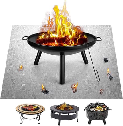 Vierkante Vuurkorf Mat, 130 x 90 cm Vuurwerende Ondergrond, Bescherming voor Grill en Terras, Ideaal voor Buitengebruik en Tuinactiviteiten
