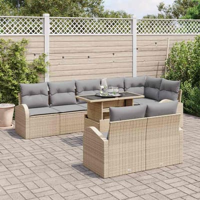 vidaXL Tuin Sofa Set 9 st Beige Poly riet