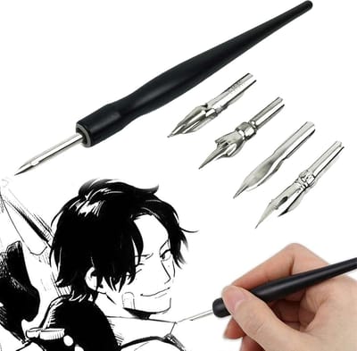 Comic Pennenset - Roestvrij staal - Set van 5 Kalligrafiepennen voor Tekening en Striptekenen - Voor Beginners en Kunstenaars