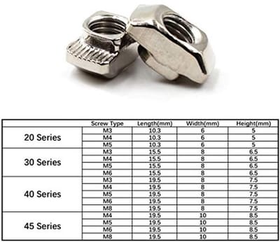 M5 30 Series Carbon Steel T-Nut Fastening Hammer Head Aluminum Profile Extrusion Slot European Standard (50PCS)