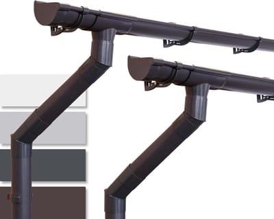 Dakgootset Kunststof Halfrond - Regengoot Set PVC - Dakwater Afvoeren - Compleet Inclusief Beugels - 2 x 6m - Donkerbruin