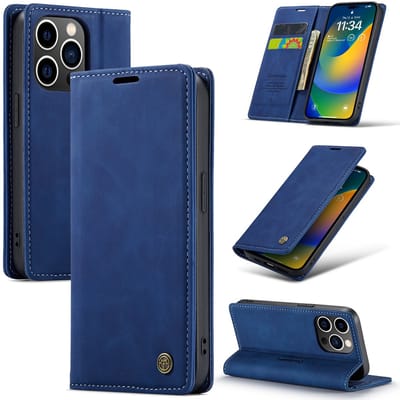 Casemania Hoesje voor Apple iPhone 15 Pro - Navy Blue - Dunne Portemonnee Book Case - Slim Wallet Case met Pasjeshouder