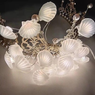 2M 20LED Zeeschelp Zeester Lichtsnoer Oceaan Thema Feest Fee Licht Verjaardag Feest Decoraties Meisje Baby Shower Gunst white shell