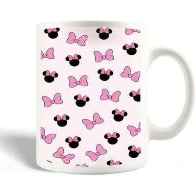 Mug en Céramique Minnie noeud fond rose zwart