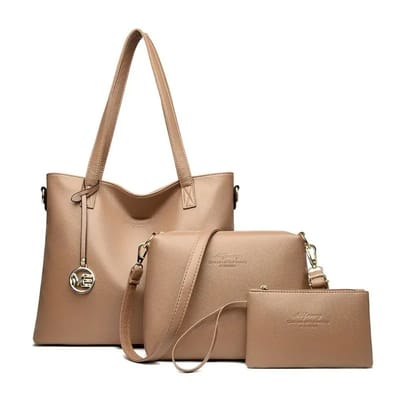Bovista Handtas Dames - Schoudertas - School - Shopper - Schooltas - Werktas - 3-Delige Set - Khaki