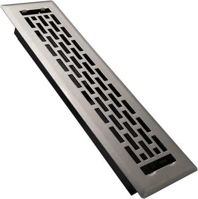 Vloerventilatierooster - Ventilatiekap Bodem - Luchtstroom Regelen - 2mm Dik Staal - 5.1 x 30.5 cm - Satijn Nikkel