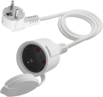 Verlengsnoer Schuko Wit - Stroomkabel Adapter - Buiten Gebruik - IP44 Spatwaterdicht - 3x1.5mm² - Wit