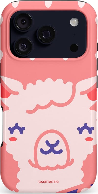 Casetastic hoesje geschikt voor Apple iPhone 17 Pro - MagSafe - Dubbellaagse bescherming - Lama beat - Fashion Case - Koraal Wit