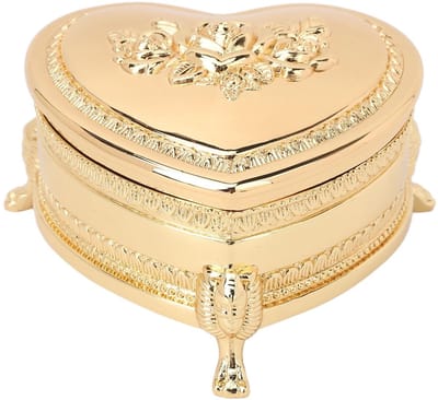 Dailygoods- Sieradenkistje Hartvormig - Vintage Sieradendoos - Zinklegering - Gouden Organizer - Bloemenpatroon - Attente Cadeau - Sieradenopbergdoos