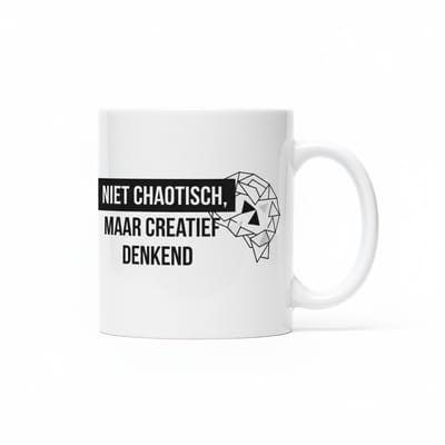 Niet Chaotisch Maar Creatief Denkend Mok – Inspirerende Quote Koffiemok – 330 ml Keramische Mok