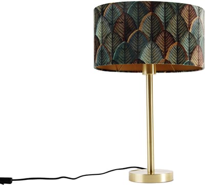 QAZQA simplo shade - Moderne Tafellamp met kap - 1 lichts - H 55 cm - Goud/messing - Woonkamer | Slaapkamer | Keuken