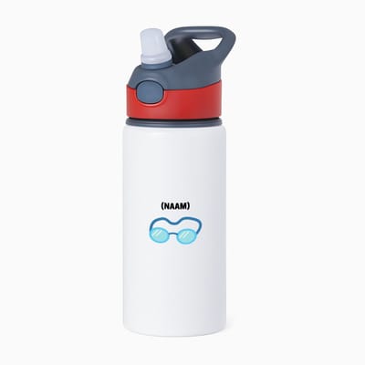 Hacebo® - duikbril met je eigen naam waterfles met rietje rood - Zwemmen - sport liefhebbers - mensen die houden van zwemmen - zwemdiploma - zwemcadeau - verjaardagscadeau - verjaardag - cadeau - kado - geschenk - gift - water fles - 650ML