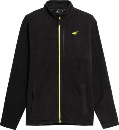 4F Herenfleece met Opstaande Kraag - Zwart met Gele Accenten - XXL