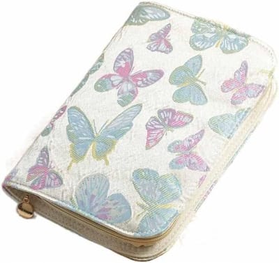 Reis Juwelen Organizer Boekje Met 5 Pagina's En 12 Ritvakken - Draagbare Opbergtas Met Pvc Vensters - Mini Etui Voor Kettingen - Ringen En Oorbellen - Vlinderdesign - Afmeting 21x14 Cm