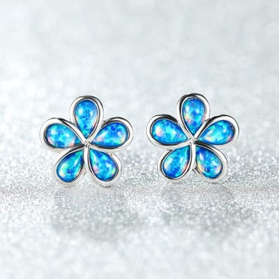 Oorbellen met vijf bloemblaadjes, een prachtige en veelzijdige accessoire voor dames 925 silver blue
