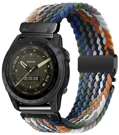 By Qubix - Geschikt voor Garmin bandje - 26mm Quickfit - Braided nylon band met parachute sluiting - Multicolor Dark - Geschikt voor Garmin Epix Pro Gen 2 (51mm) / Quatix 7X / 6X & Tactix 7 (pro)