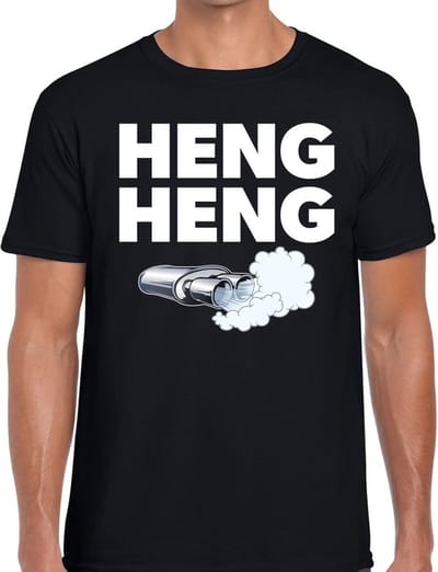 Heng heng t-shirt - zwart festival Achterhoeks shirt voor heren S