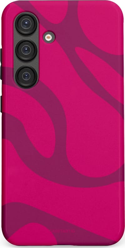 Casetastic hoesje geschikt voor Samsung Galaxy S25 - Dubbellaagse bescherming - Violet Paarse Golven - Fashion Case - Roze