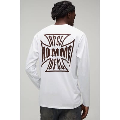 Wit Regular Fit Kruis Grafisch Lange Mouw T-shirt | White | Size XL