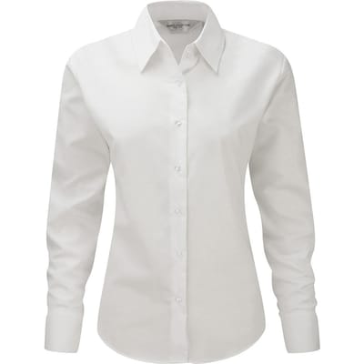 Russell Collectie Dames/Dames Lange Mouw Easy Care Oxford Shirt (Wit)