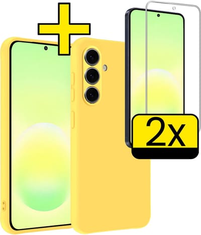 Hoesje - Met 2x Screenprotector - Geschikt voor Samsung Galaxy A57 - Sterk & Shockproof - Back Cover - Siliconen Case - Telefoon Hoes - Telefoonhoesjes - Geel