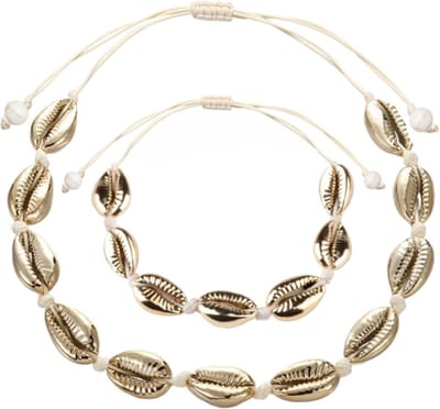 Fako Bijoux - Schelpjes Ketting & Armband - Choker - Schelpen Set - Goud/Wit