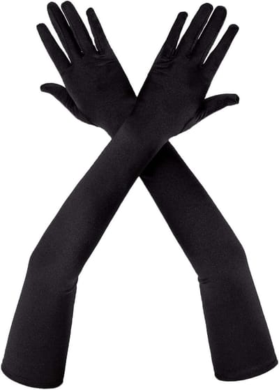 Elegante Satijnen Lange Elleboog Handschoenen van 21 Inch voor Avondfeesten en Dansen voor Dames, Zwart, One Size, Perfect voor Vintage Stijl en Speciale Gelegenheden