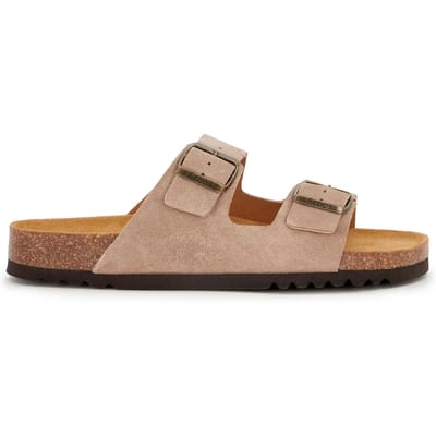Scholl Sandalen Julien 2 Riemen Suede Heren - Donkerbeige